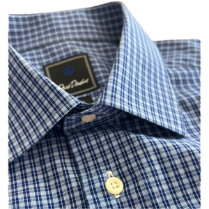 David Donahue Navy and White Dress Shirt. Size 17 neck, 34/35 arm